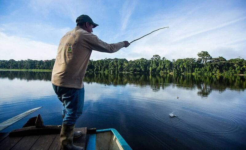Fishing in the Amazon River of Peru