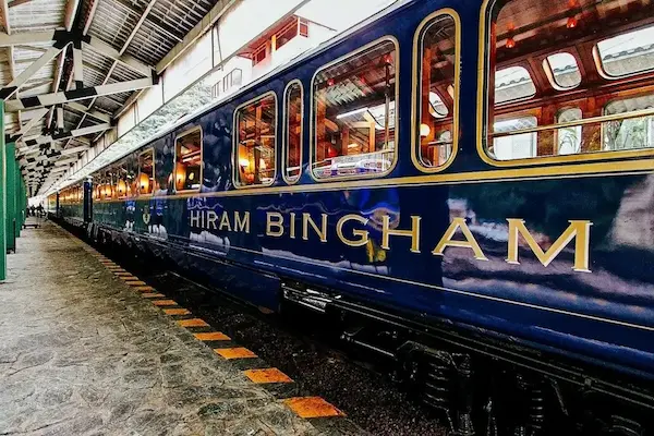 Luxury Hiram Bingham train Machu Picchu journey through the Andes with panoramic views