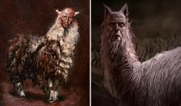 Jarjacha mythical creature in the Andes of Peru at night